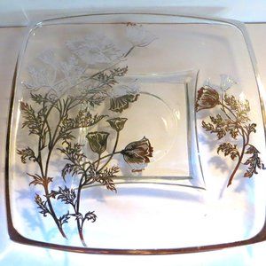 Square Plate With Silver Overlay Dining Table Accent Vanity Accent